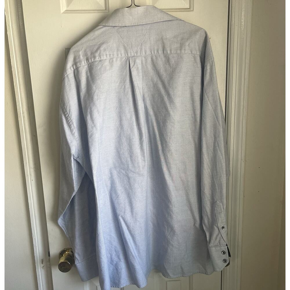 Tommy Hilfiger Men's Cotton Light Blue Check Long Sleeve Button-Up Shirt XL - Picture 2 of 6